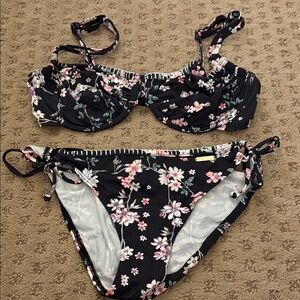 Floral Black Bikini Set underwire
